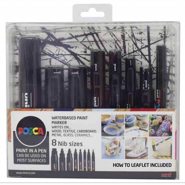 Posca 8 Nib Size - Noir set 8-pack