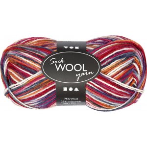 Fil à chaussettes - harmonie bleu/rouge - 50 g Fil à chaussettes - harmonie bleu/rouge - 50 g