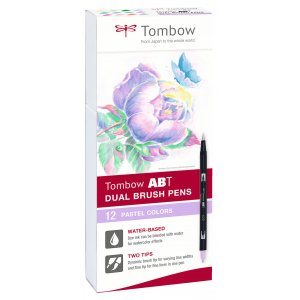 Lot de 12 feutres à double pointe Tombow ABT, couleurs pastel Lot de 12 feutres à double pointe Tombow ABT, couleurs pastel