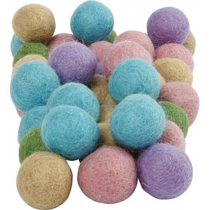 Perles de laine - couleurs pastel - 64 pcs Perles de laine - couleurs pastel - 64 pcs