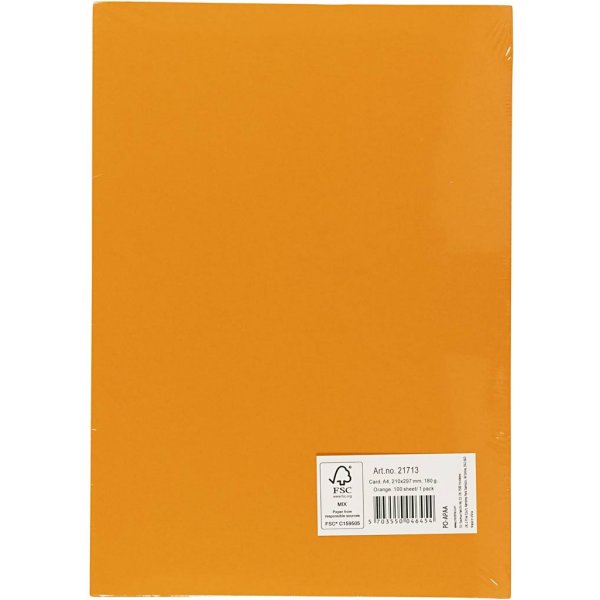 Carton coloré - orange - A4 - 180 g - 100 feuilles Carton coloré - orange - A4 - 180 g - 100 feuilles