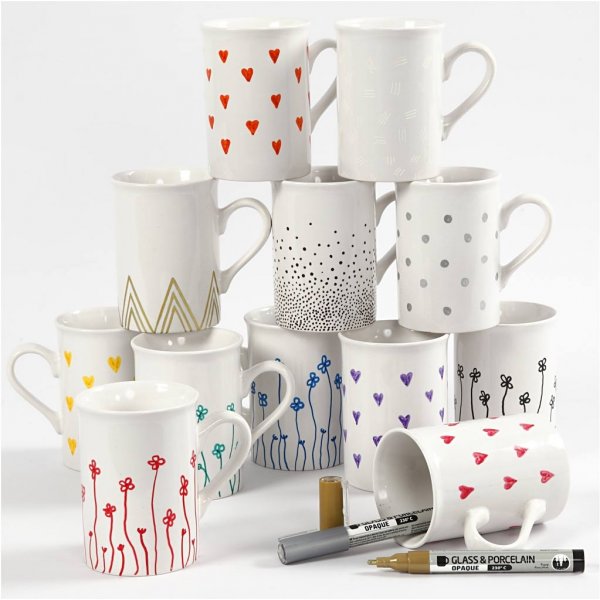 Marqueurs pour verre et porcelaine - couleurs mlanges - semi opaques - 1-2 mm - 12 pcs