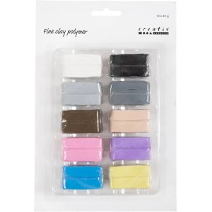 Argile fine polymère, couleurs pastel, 10x20 g Argile fine polymère, couleurs pastel, 10x20 g