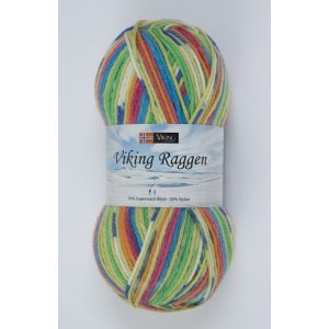 Fil Viking Raggen 150g - Jaune/bleu/vert (735) Fil Viking Raggen 150g - Jaune/bleu/vert (735)