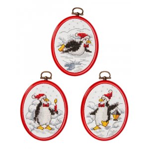 Kit de broderie Tableaux - Pingouins de Noël Kit de broderie Tableaux - Pingouins de Noël