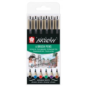 Stylos pinceaux Pigma Brush - 6 couleurs Stylos pinceaux Pigma Brush - 6 couleurs
