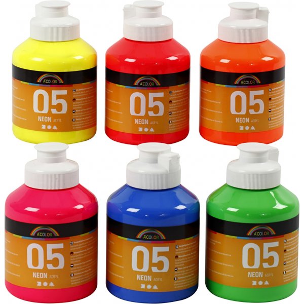 Peinture scolaire - Acrylique - Non - couleurs non - 6 x 500 ml