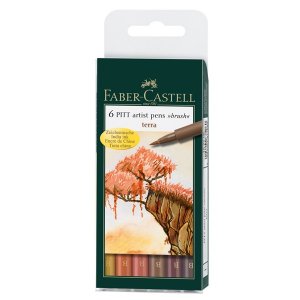 Set de stylos à dessin PITT Artist Brush Earth - 6 stylos Set de stylos à dessin PITT Artist Brush Earth - 6 stylos
