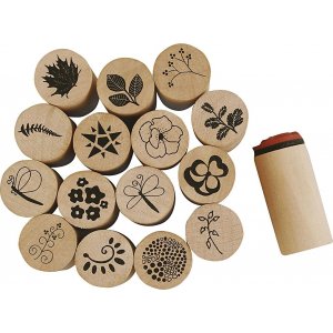 Set de tampons Deco Art - fleurs et feuilles - 15 pcs Set de tampons Deco Art - fleurs et feuilles - 15 pcs