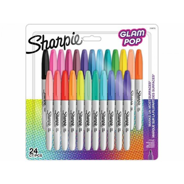 Marqueur permanent Sharpie, Glam Pop, paquet de 24