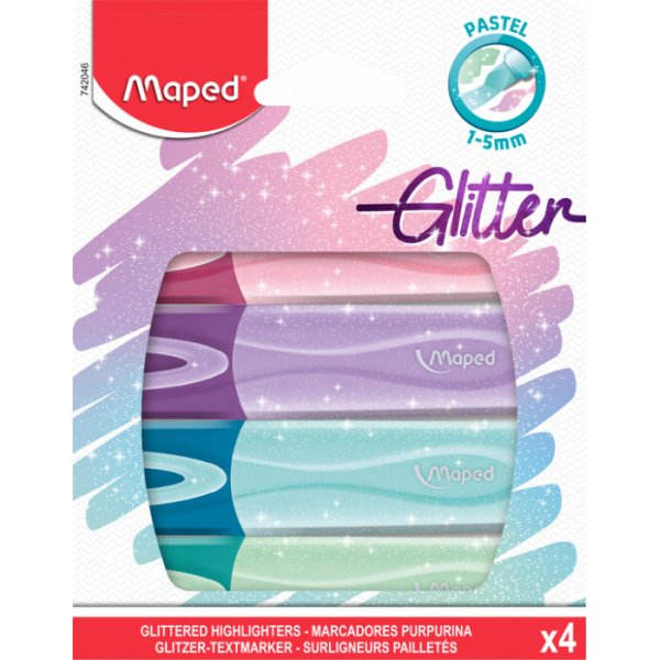 Coffret surligneurs - Maped - Crayons paillets Pastel 4-pack