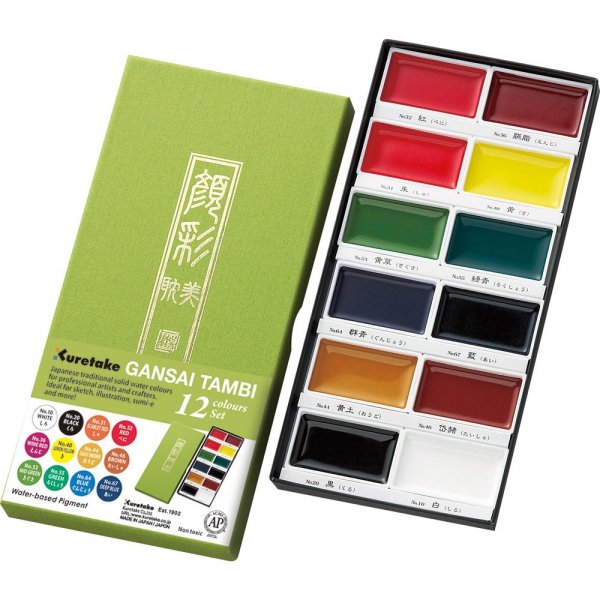 Peinture aquarelle Gansai Tambi 12 couleurs - Set I