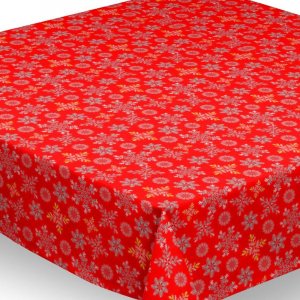 Toile cirée textile - Rouge flocon Toile cirée textile - Rouge flocon