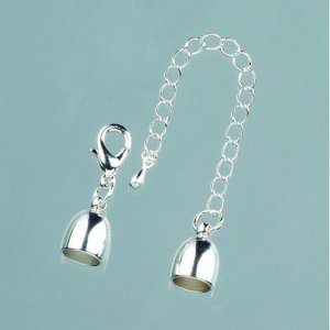 Embout ø 8 mm - argenté 1 pc. avec chaîne Embout ø 8 mm - argenté 1 pc. avec chaîne