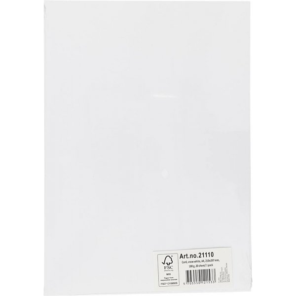 Carton color - blanc - A4 - 180 g - 20 feuilles
