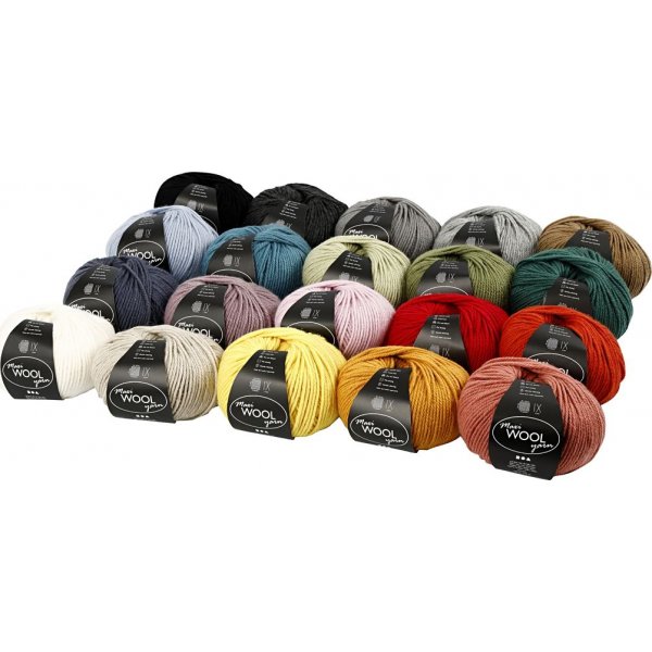 Fil de laine - couleurs mlanges - 20 x 100 g