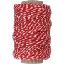 Cordon en coton - rouge/blanc - 50 m
