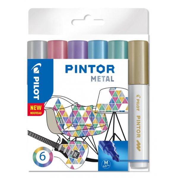 Set de stylos fibre Pilot Pintor (Mlange de Mtal) - Moyen