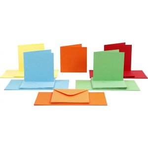 Cartes et enveloppes - couleurs mélangées 16 x 16 cm - 50 sets Cartes et enveloppes - couleurs mélangées 16 x 16 cm - 50 sets