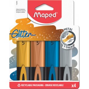 Surligneurs - Maped - Pochette métal pailleté 4-pack Surligneurs - Maped - Pochette métal pailleté 4-pack