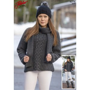 Patron tricot - Joyeux hiver - pull femme avec écharpe assortie Patron tricot - Joyeux hiver - pull femme avec écharpe assortie