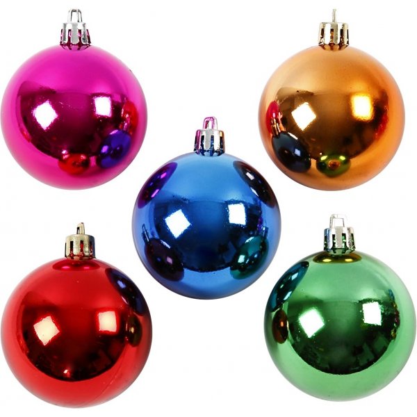 Boules de sapin de Nol - couleurs vives - 6 cm - 20 pcs