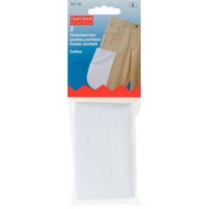 Poches de pantalon 1/1 cousues sur coton blanc 2 pcs Poches de pantalon 1/1 cousues sur coton blanc 2 pcs