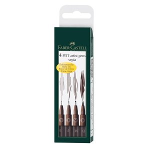 Set de stylos à dessin PITT Artist Sepia - 4 stylos Set de stylos à dessin PITT Artist Sepia - 4 stylos