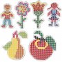 Assiettes perles - fleur - fille - garçon - pomme et poire - 6 pcs