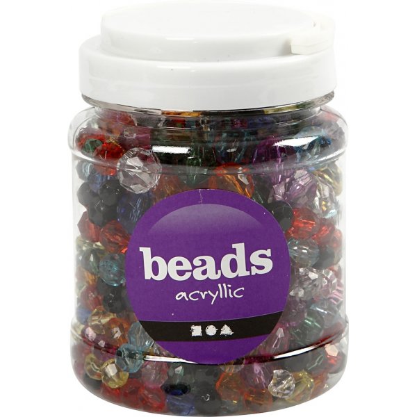 Perles en plastique  facettes - couleurs mlanges - 700 ml