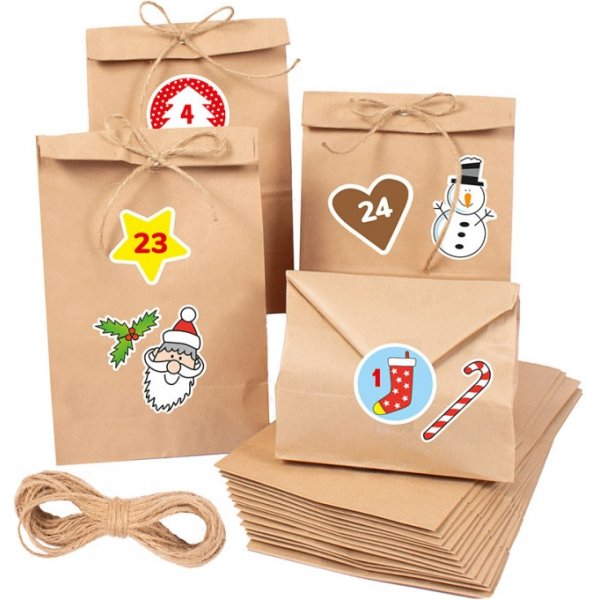 Kit de bricolage Calendrier de Nol, 24 sachets, 3 feuilles d\\\'autocollants