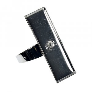 Bague pour mosaïque 12 x 35 mm - rectangulaire argentée Bague pour mosaïque 12 x 35 mm - rectangulaire argentée