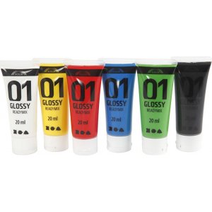 Peinture scolaire - Acrylique - couleurs standards - brillante - 6 x 20 ml Peinture scolaire - Acrylique - couleurs standards - brillante - 6 x 20 ml