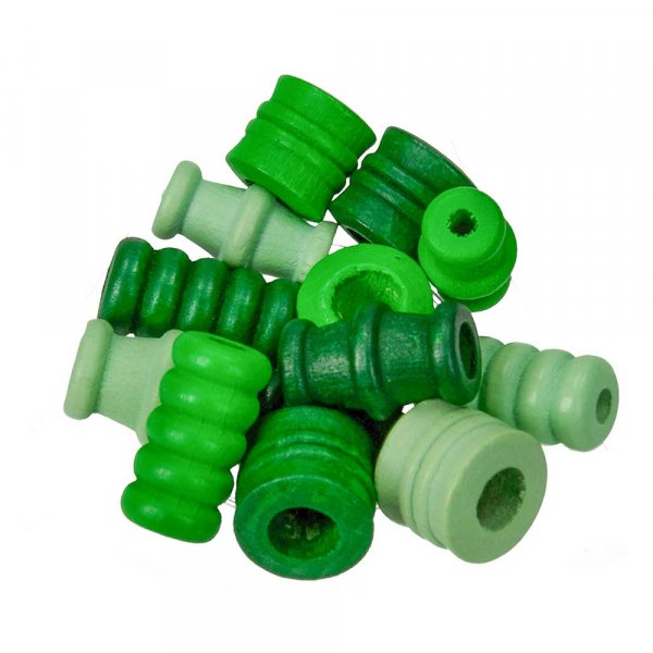 Perles en bois - mlange vert 28 pcs. mlange de couleurs et de formes