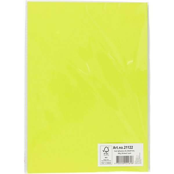 Carton color - vert clair - A4 - 180 g - 20 feuilles