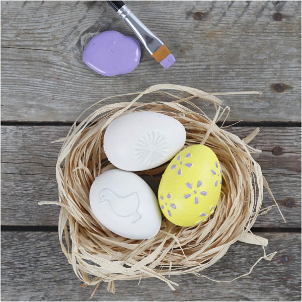 Oeuf en plastique - blanc - motif en relief - 12 pcs Oeuf en plastique - blanc - motif en relief - 12 pcs