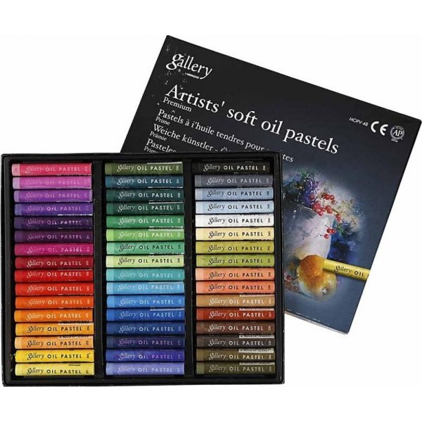 Crayons de couleur pastel  l'huile Gallery premium - couleurs mlanges - 48 pcs