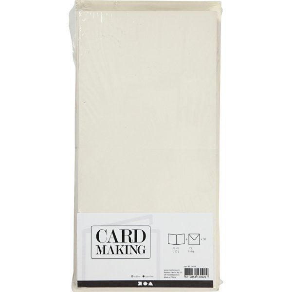 Cartes et enveloppes - blanc cass 16 x 16 cm - 50 sets