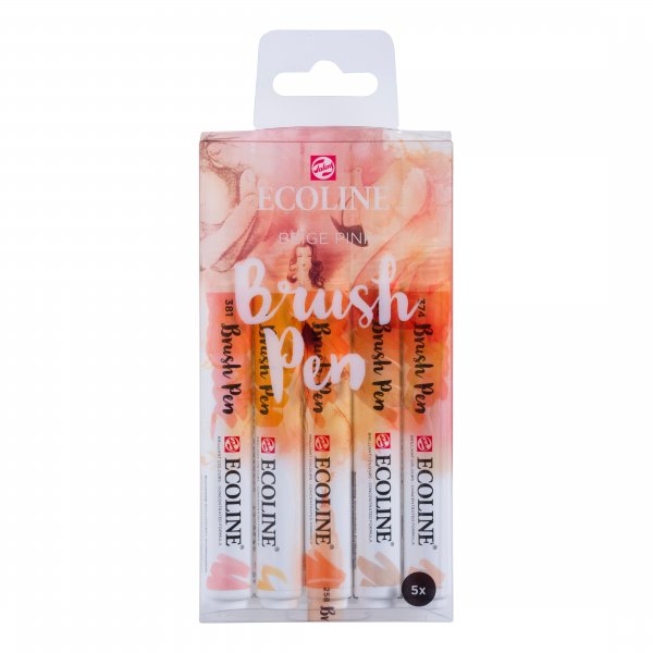 Lot de 5 stylos pinceaux Ecoline - Beige Rose