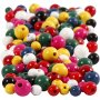 Perles en bois - rondes - couleurs mlanges - 400 ml