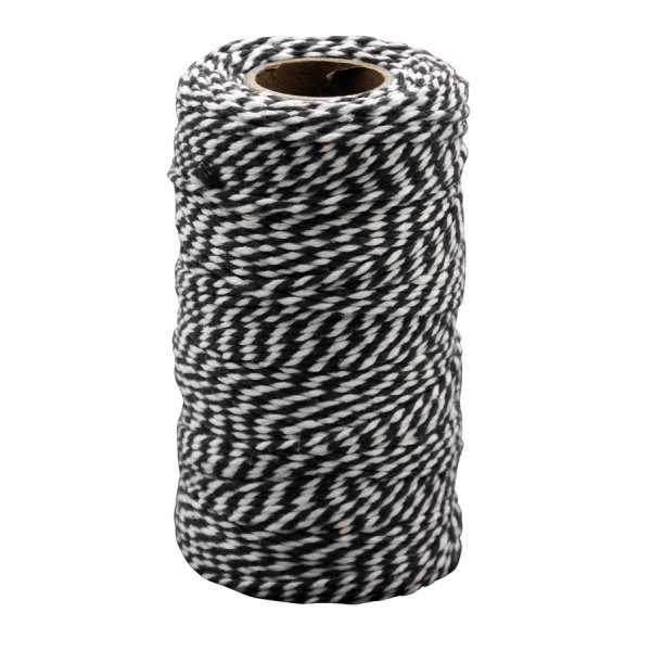 Cordon en coton 100 mx 2 mm, noir