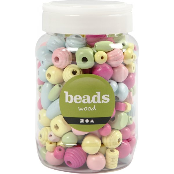 Perles en bois - couleurs vives - 400 ml