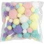 Pompons - couleurs pastel - paillettes - 62 g