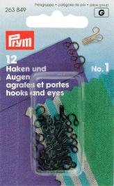 Crochets et douilles en laiton No. 1, petit noir 12 pièces Crochets et douilles en laiton No. 1, petit noir 12 pièces