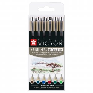 Fineliner Pigma Micron Set - 6 stylos (Terre 05) Fineliner Pigma Micron Set - 6 stylos (Terre 05)