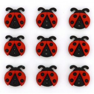 Boutons Noir/Rouge 15x15 mm - Coccinelles Boutons Noir/Rouge 15x15 mm - Coccinelles