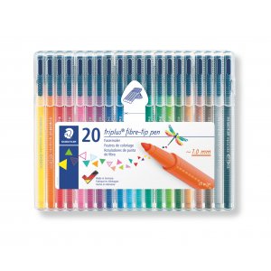 Stylos à pointe fibre Triplus Color en étui 1mm - 20 stylos Stylos à pointe fibre Triplus Color en étui 1mm - 20 stylos