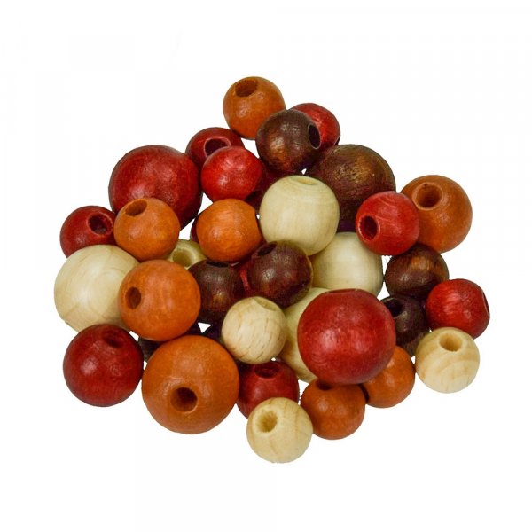 Perles en bois 8,10,12 mm - mlange marron 25 g taille mix