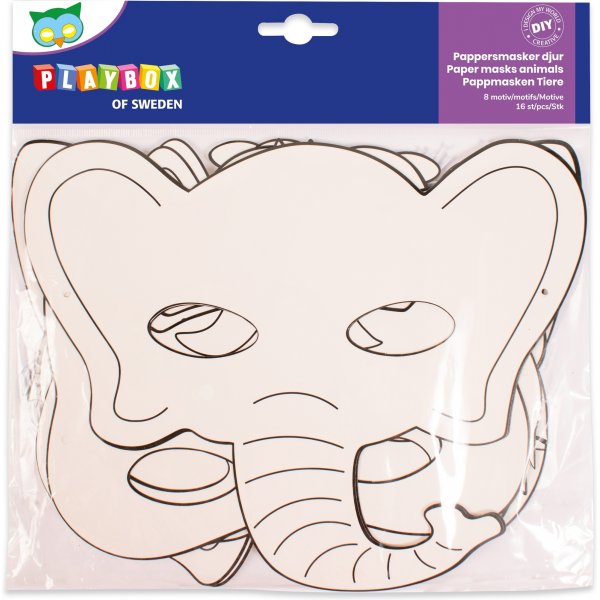 Masques en papier animaux 16 pcs