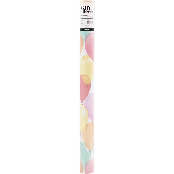 Papier cadeau - couleurs pastel - Ballons - 5 m